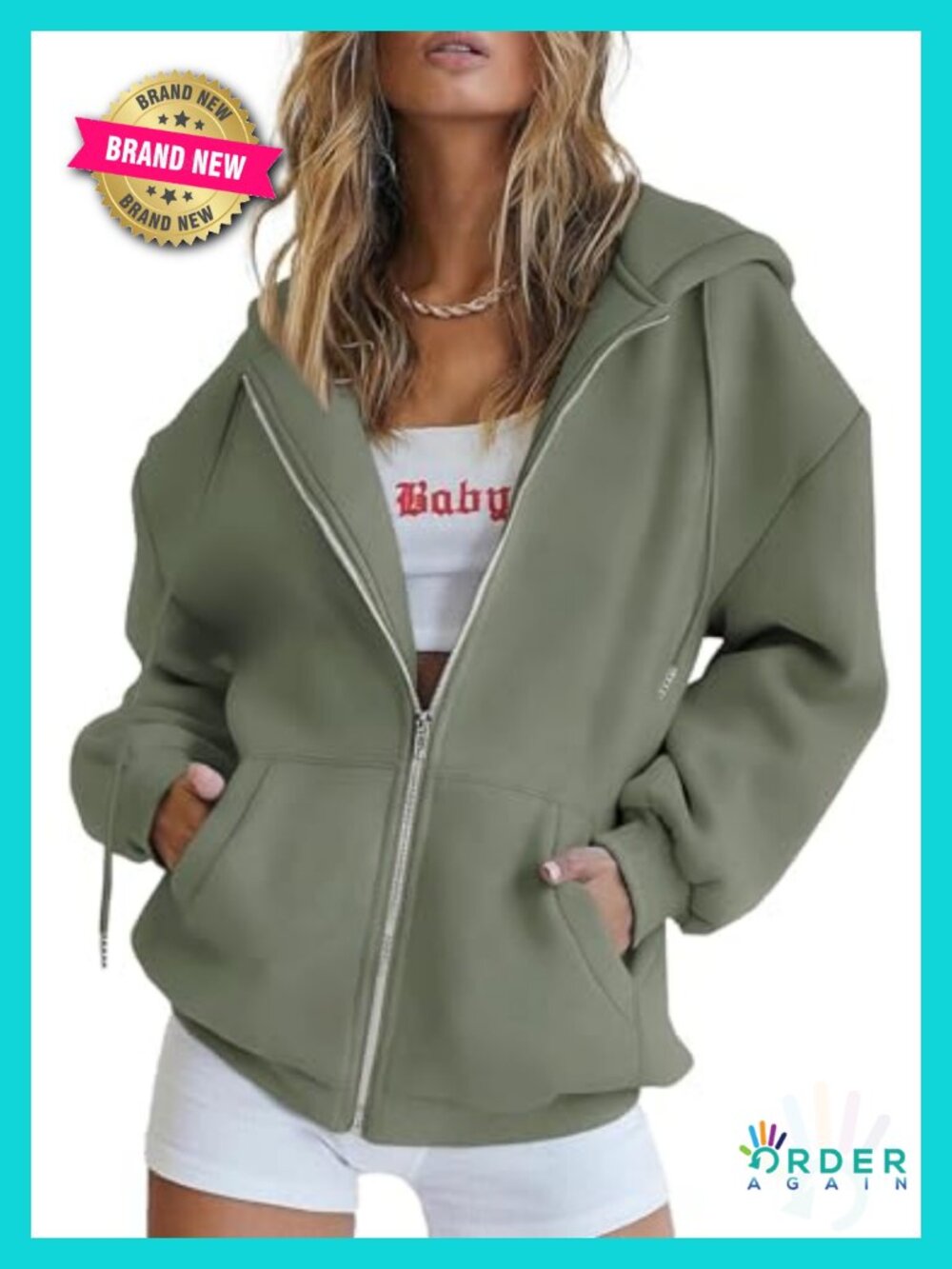 Women's Zip Up Hoodie Sweatshirt Fleece Lined Full Zip Pockets